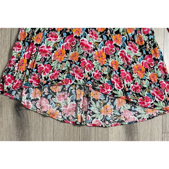 Torrid Black Floral Crinkle Gauze Hi-Low Tunic Top - Multicolor - Size 1 - Picture 5 of 13